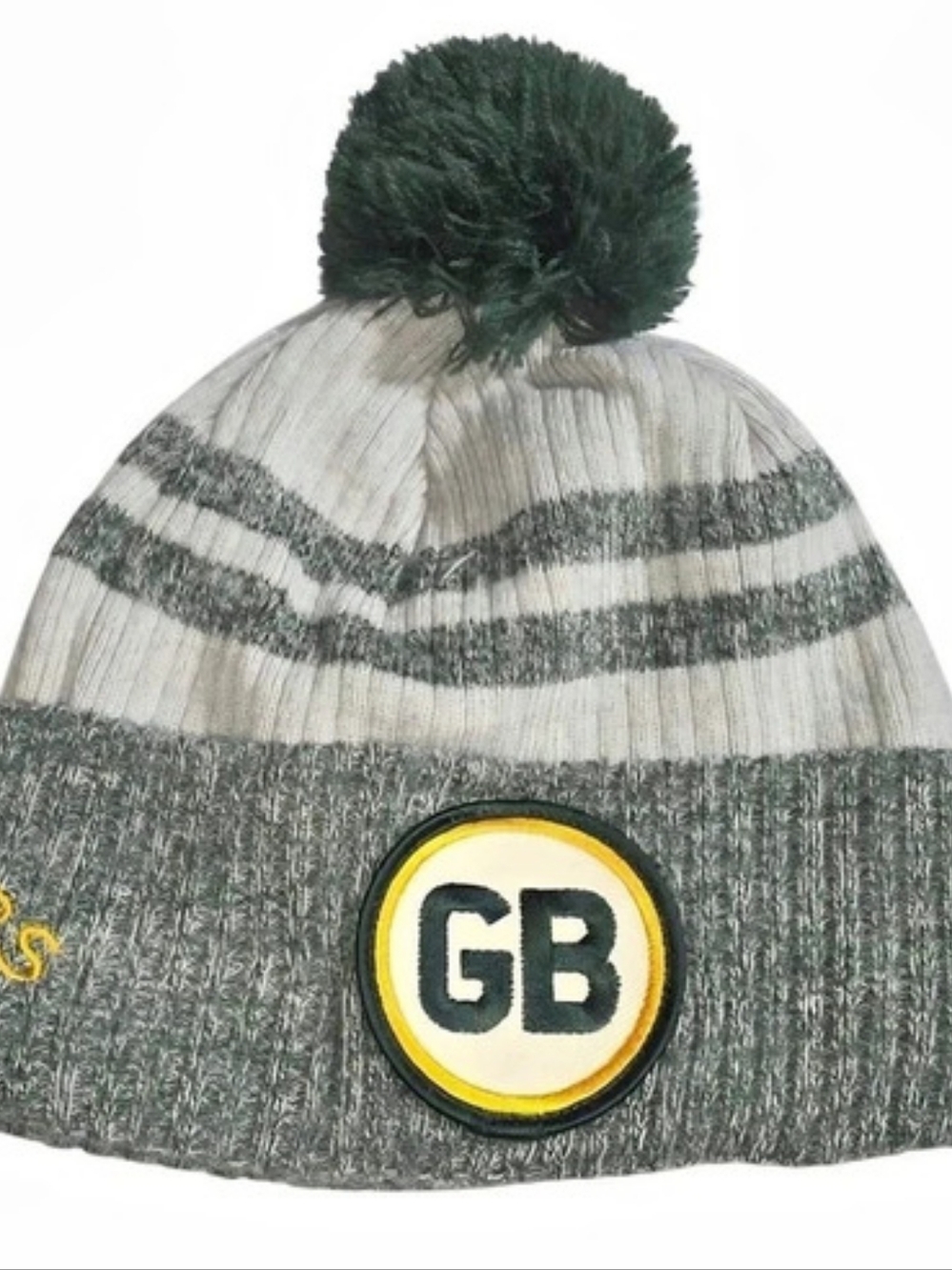 New Era Green Bay Packers NFL Cuffed Pom Knit Beanie Green & Gray Pom Beanie